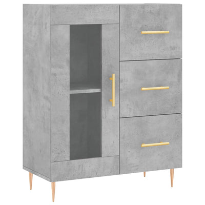Kaappi betoninharmaa 69,5x34x180 cm tekninen puu