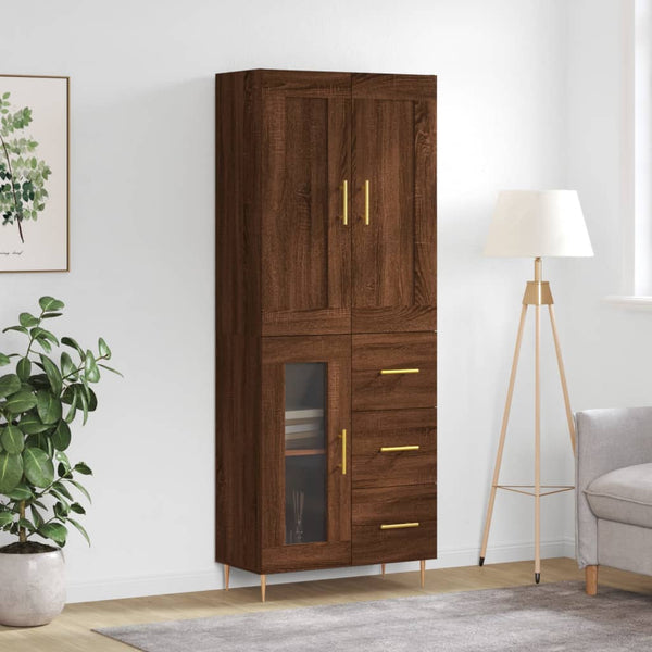 Kaappi ruskea tammi 69,5x34x180 cm tekninen puu