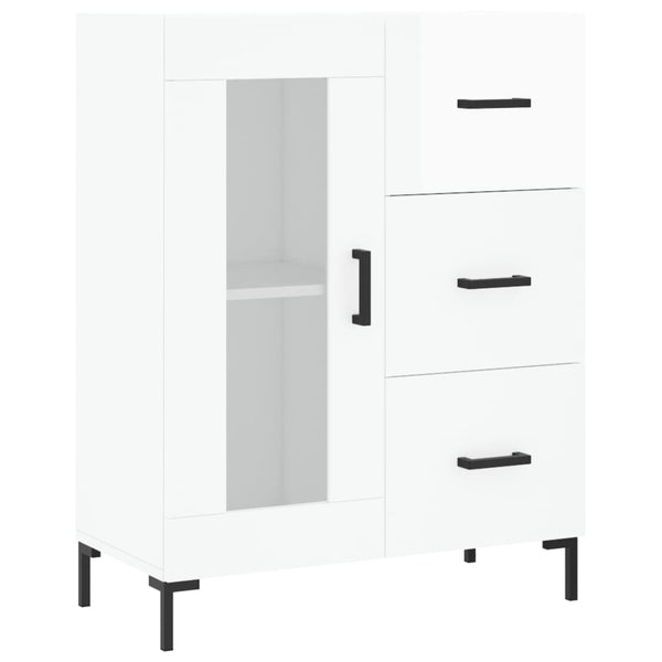 Kaappi korkeakiilto valkoinen 69,5x34x180 cm tekninen puu