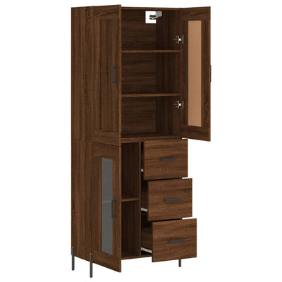 Kaappi ruskea tammi 69,5x34x180 cm tekninen puu