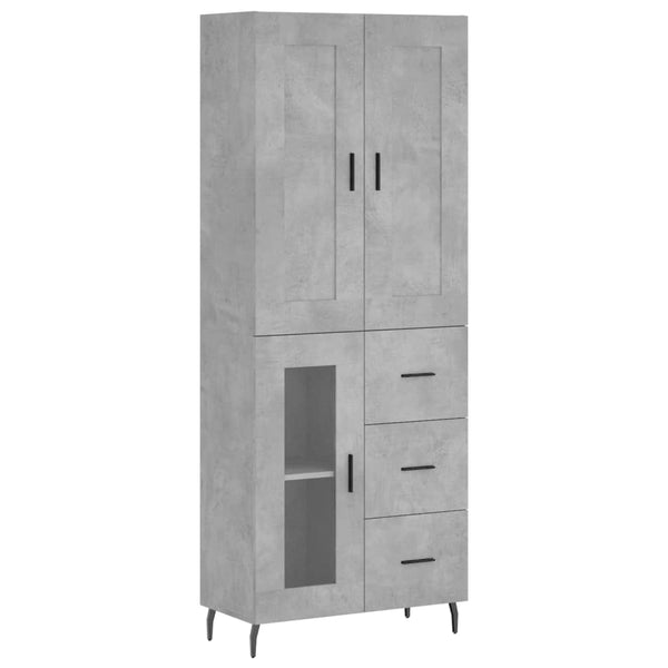 Kaappi betoninharmaa 69,5x34x180 cm tekninen puu