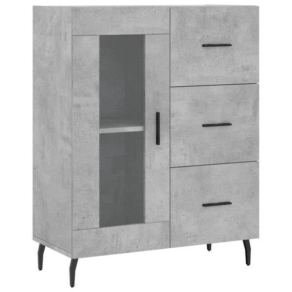 Kaappi betoninharmaa 69,5x34x180 cm tekninen puu