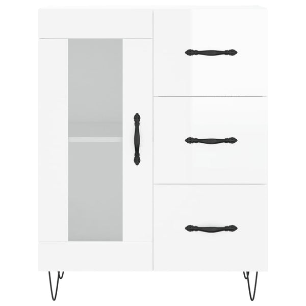 Kaappi korkeakiilto valkoinen 69,5x34x180 cm tekninen puu