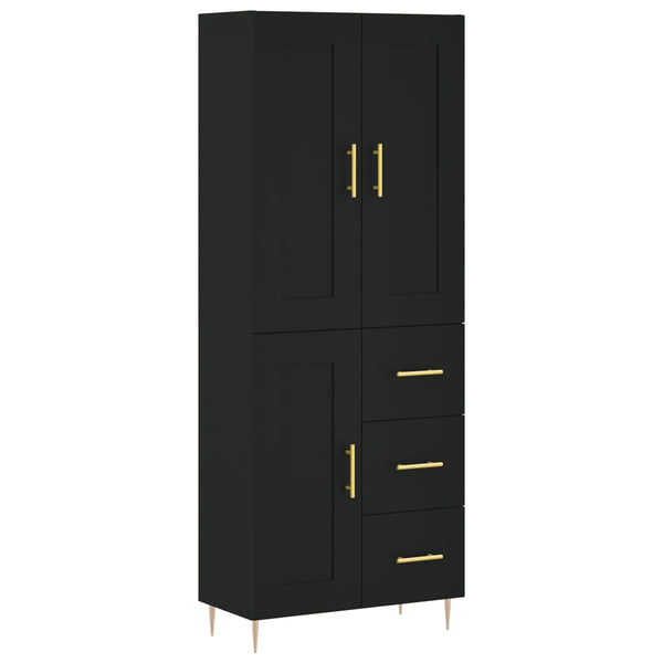 Kaappi musta 69,5x34x180 cm tekninen puu