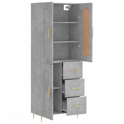 Kaappi betoninharmaa 69,5x34x180 cm tekninen puu