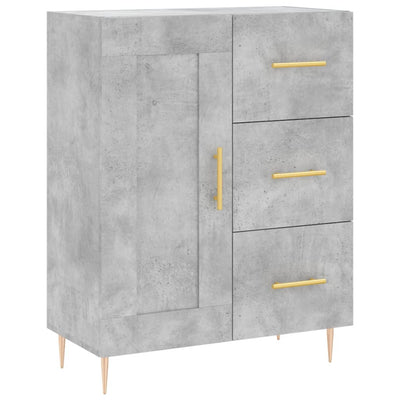 Kaappi betoninharmaa 69,5x34x180 cm tekninen puu