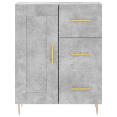Kaappi betoninharmaa 69,5x34x180 cm tekninen puu
