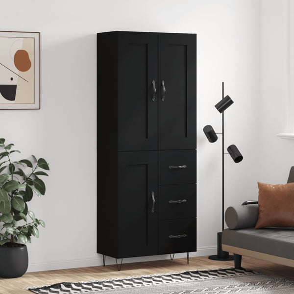 Kaappi musta 69,5x34x180 cm tekninen puu