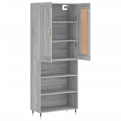 Kaappi harmaa Sonoma 69,5x34x180 cm tekninen puu