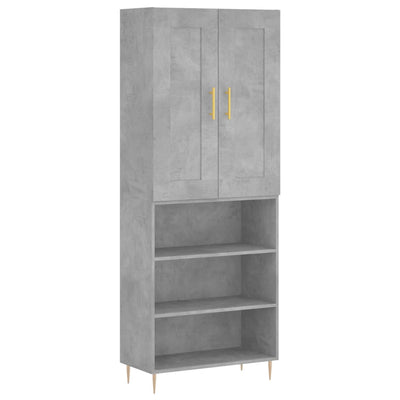 Kaappi betoninharmaa 69,5x34x180 cm tekninen puu