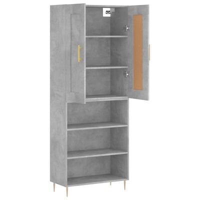 Kaappi betoninharmaa 69,5x34x180 cm tekninen puu