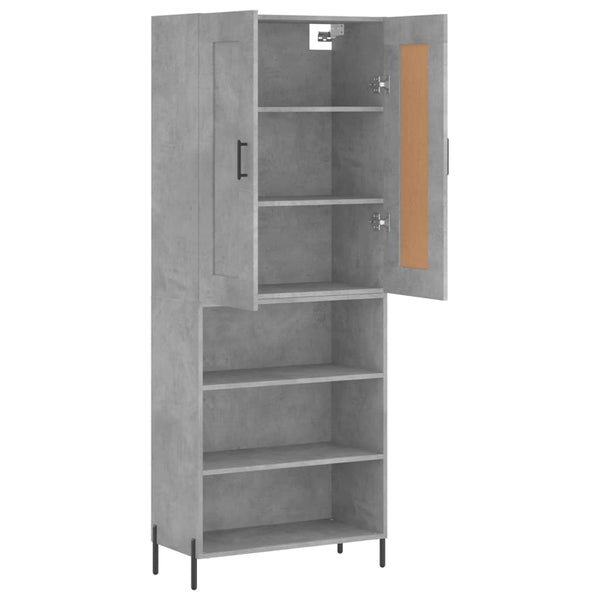 Kaappi betoninharmaa 69,5x34x180 cm tekninen puu