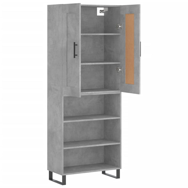 Kaappi betoninharmaa 69,5x34x180 cm tekninen puu