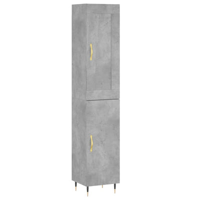 Kaappi betoninharmaa 34,5x34x180 cm tekninen puu