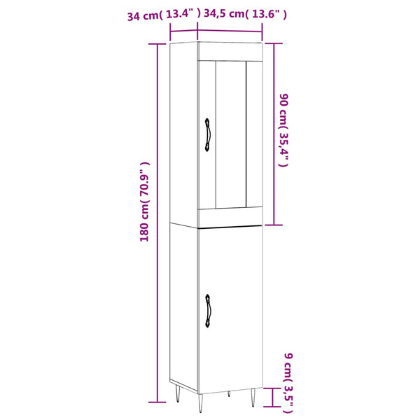 Betoninharmaa kaappi Samiza 34,5x34x180cm (puinen)