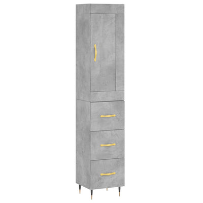 Kaappi betoninharmaa 34,5x34x180 cm tekninen puu