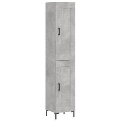 Kaappi betoninharmaa 34,5x34x180 cm tekninen puu