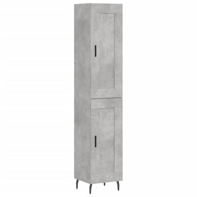 Kaappi betoninharmaa 34,5x34x180 cm tekninen puu