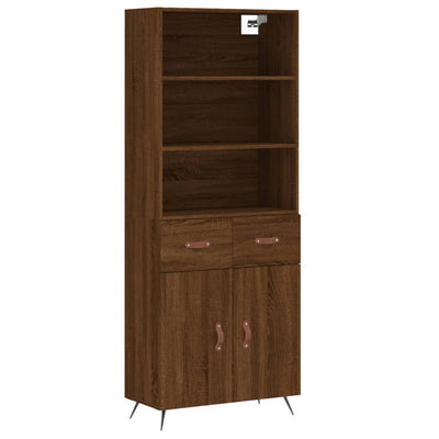 Kaappi ruskea tammi 69,5x34x180 cm tekninen puu