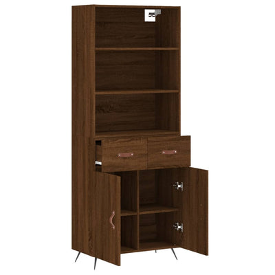 Kaappi ruskea tammi 69,5x34x180 cm tekninen puu