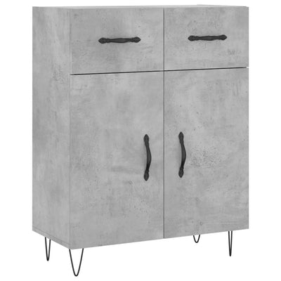 Kaappi betoninharmaa 69,5x34x180 cm tekninen puu