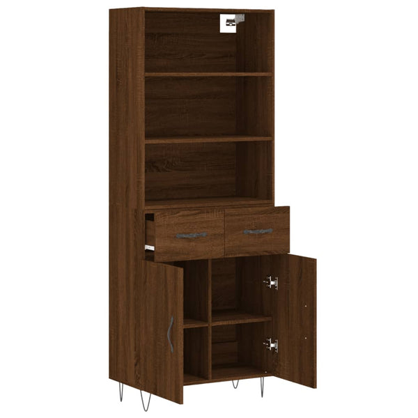 Kaappi ruskea tammi 69,5x34x180 cm tekninen puu