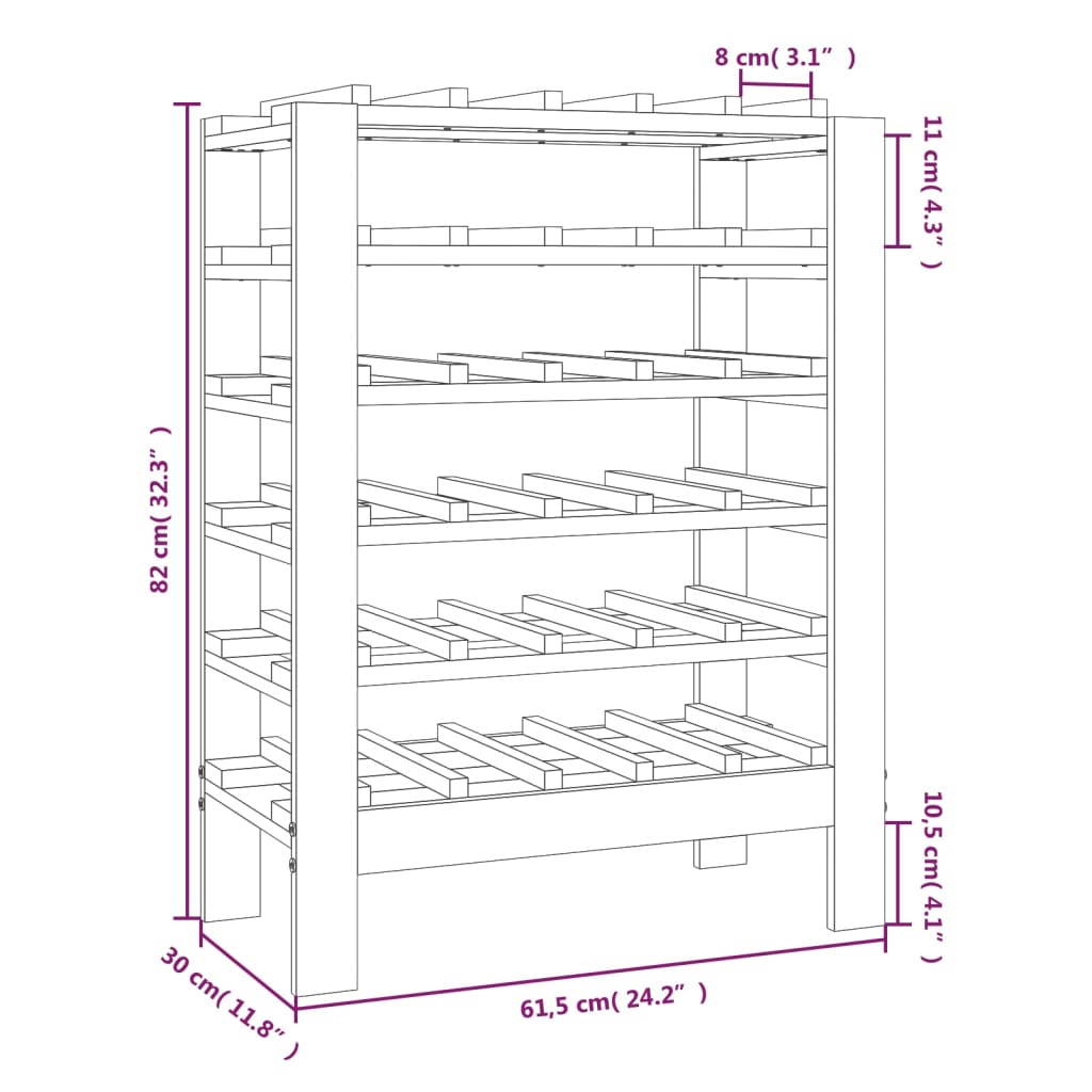 Viiniteline Vanghelea 61,5x30x82cm (mänty)