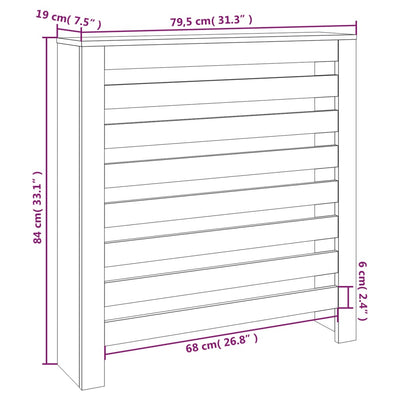 Lämpöpatterin suoja valkoinen 79,5x19x84 cm täysi mänty