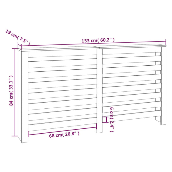 Valkoinen lämpöpatterin suoja Zoiade 153x19x84cm (mänty)