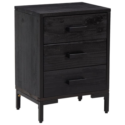 Yöpöydät 2 kpl musta 40x30x55 cm täysi mänty