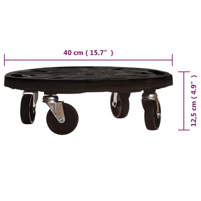 Kasvirullakko pyörillä 5 kpl 40 cm halkaisija musta 275 kg