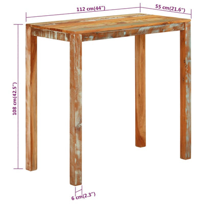 Baaripöytä 112x55x108 cm kierrätetty täyspuu