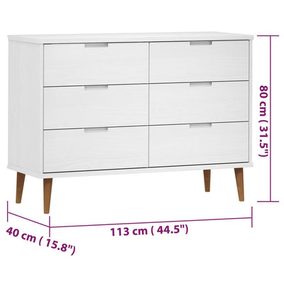 Kaappi MOLDE valkoinen 113x40x80 cm täysi mänty