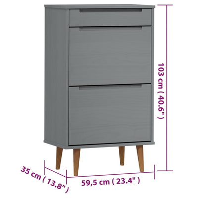 Kenkäkaappi MOLDE harmaa 59,5x35x103 cm täysi mänty