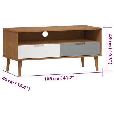 TV-taso MOLDE ruskea 106x40x49 cm täysi mänty