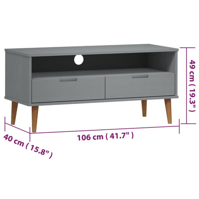 TV-taso MOLDE harmaa 106x40x49 cm täysi mänty