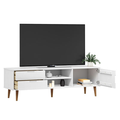 TV-taso MOLDE valkoinen 158x40x49 cm täysi mänty