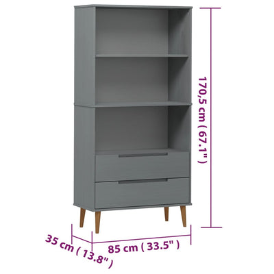 Kirjahylly MOLDE harmaa 85x35x170,5 cm täysi mänty
