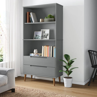 Kirjahylly MOLDE harmaa 85x35x170,5 cm täysi mänty