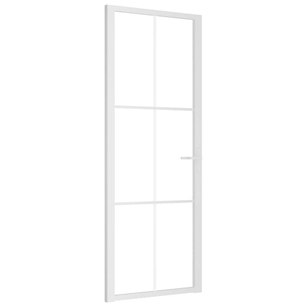 Sisäovi 76x201,5 cm valkoinen ESG-lasi ja alumiini