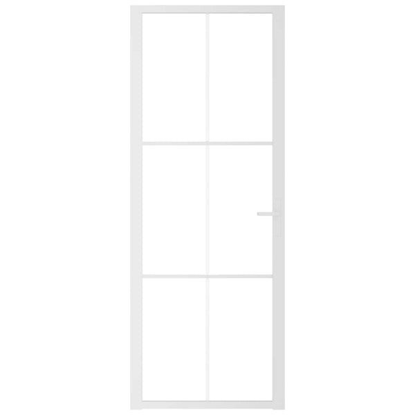 Sisäovi 76x201,5 cm valkoinen ESG-lasi ja alumiini