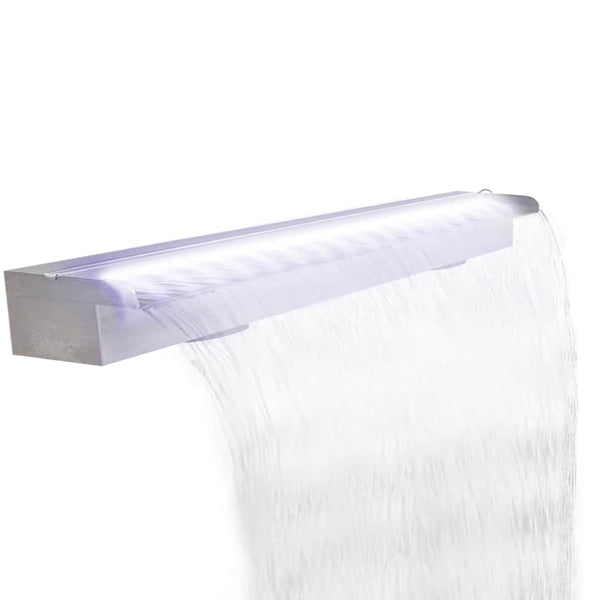 Vesiputous suihkulähde LED-valoilla ruostumaton teräs 110 cm