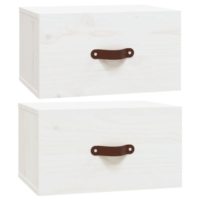 Seinäkiinnitettävät yöpöydät 2 kpl valkoinen 40x29,5x22 cm