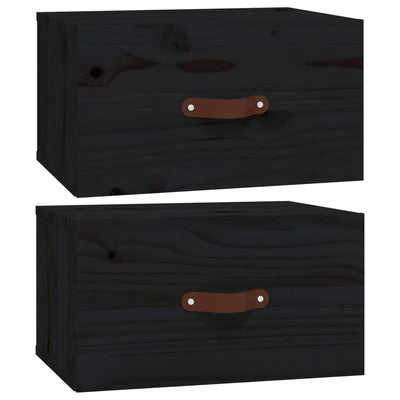 Seinäkiinnitettävät yöpöydät 2 kpl musta 40x29,5x22 cm