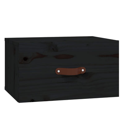 Seinäkiinnitettävät yöpöydät 2 kpl musta 40x29,5x22 cm