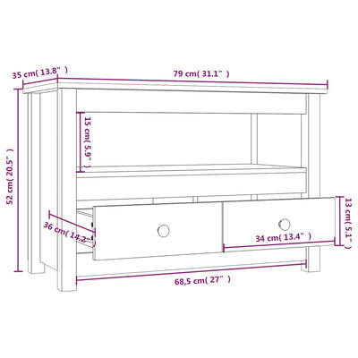 TV-taso musta 79x35x52 cm täysi mänty