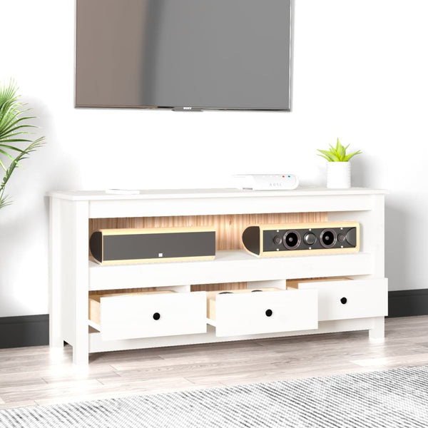 TV-taso valkoinen 114x35x52 cm täysi mänty