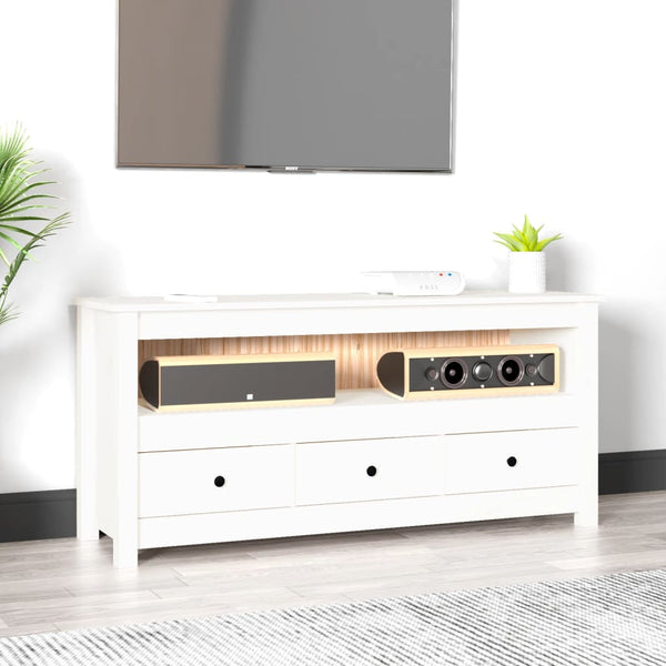 TV-taso valkoinen 114x35x52 cm täysi mänty
