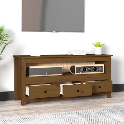 TV-taso hunajanruskea 114x35x52 cm täysi mänty