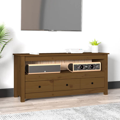 TV-taso hunajanruskea 114x35x52 cm täysi mänty